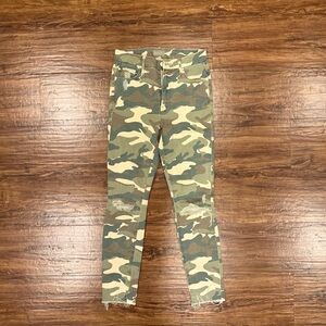 Mother, high waisted, looker ankle fray jeans in camo